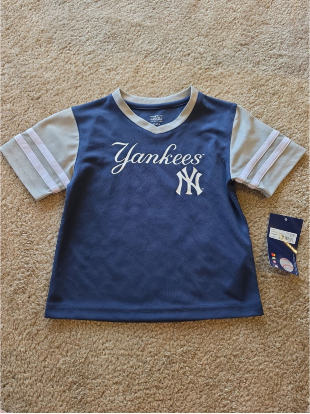 New York Yankees Toddler MLB V-Neck Pullover Jersey 18M Blue Genuine Merchandise